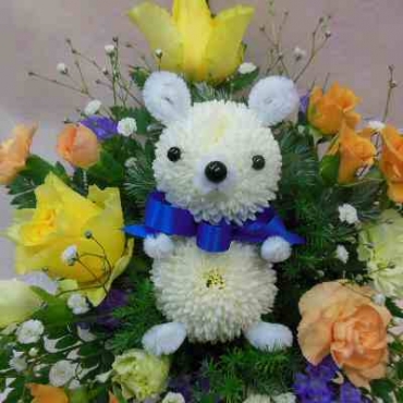 ぴんぽんベア(ホワイト・ブルーリボン)